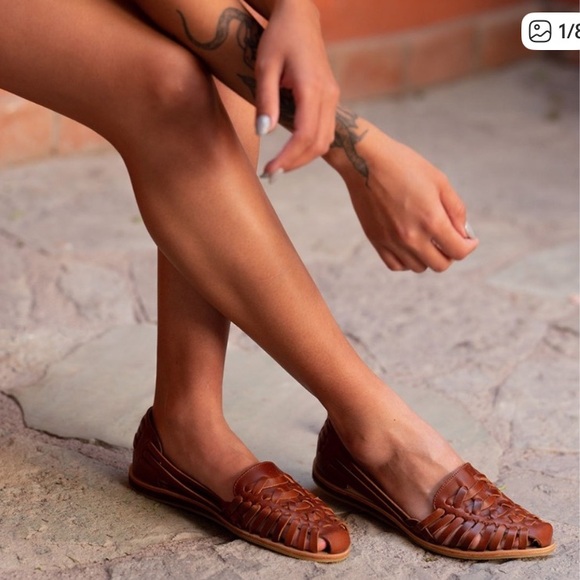 Nisolo Huarache Leather Braided Sandal Shoe Burnt Sienna Womens‎ 8 Brown Tan EUC - Picture 2 of 15